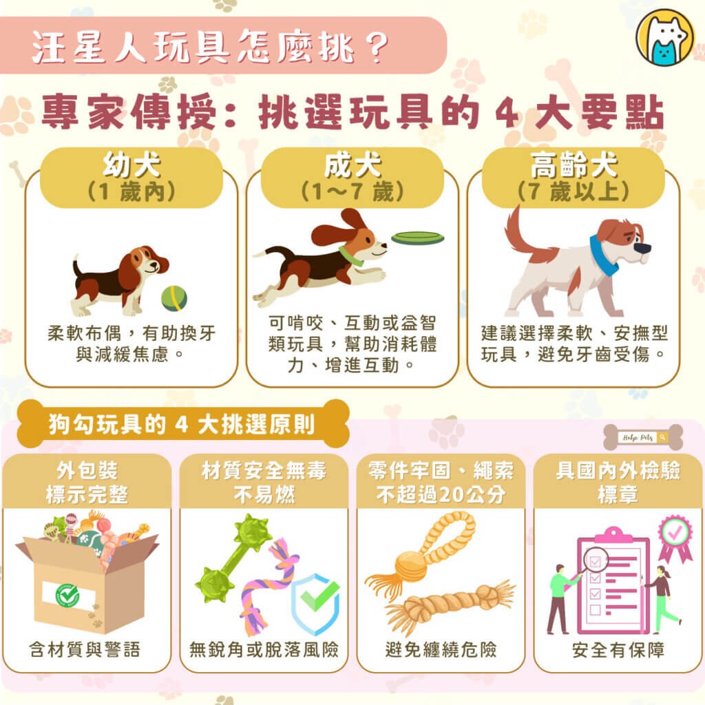 台灣狗狗節推寵物安全玩具 專家教你挑選 4 要點:繩長不超過 20 公分 每年 9 月 9 日是台灣「狗狗節」。隨著飼主人數增加,寵物玩具的安全性逐漸成為關注焦點。新北市動保處與中華寵物用品發展協會、台北海洋科技大學寵物業經營管理系合作,於板橋動物之家舉辦「新北寵物玩具趣」活動,現場設有安全玩具展示、互動體驗及講座,推廣「安全玩具」觀念。