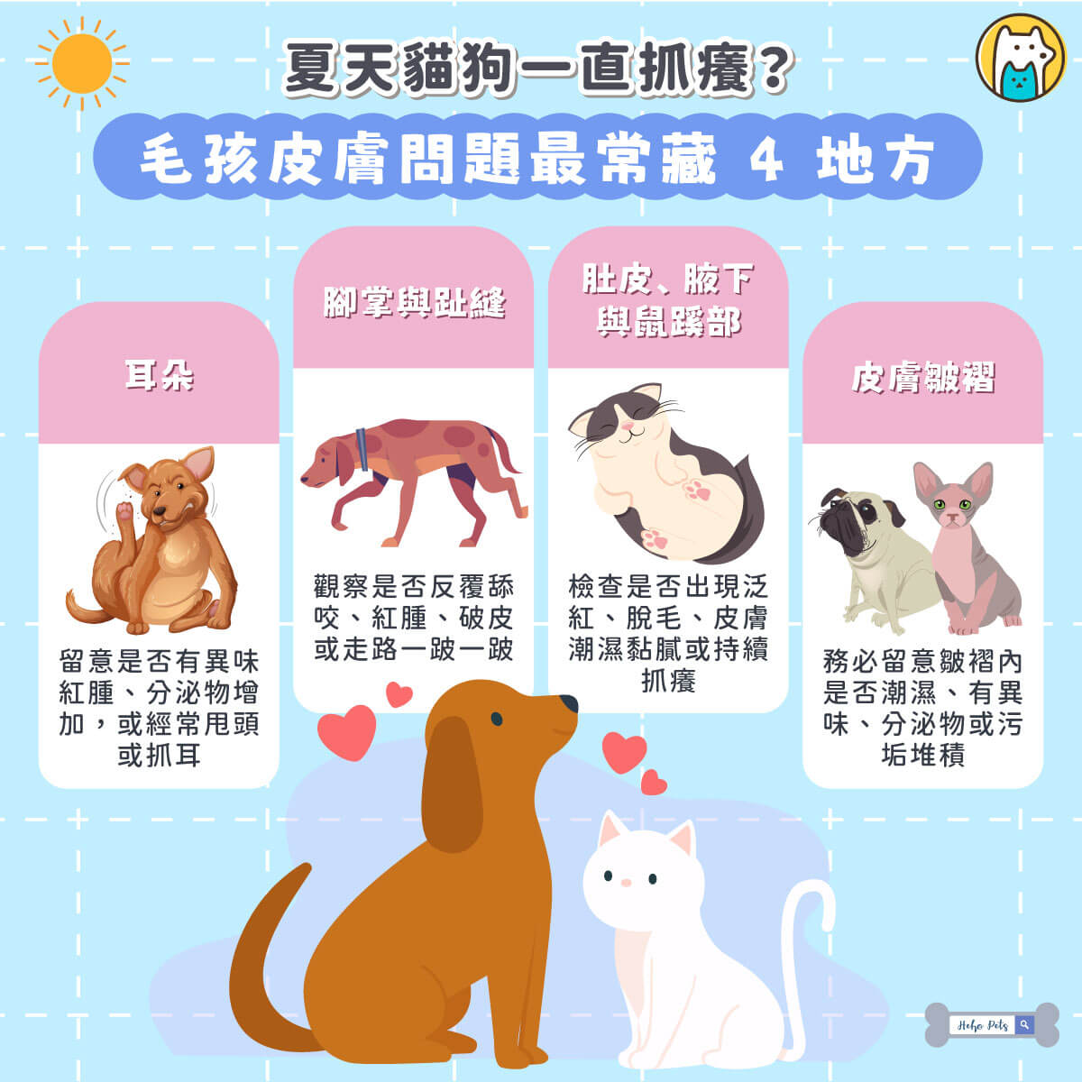 每到夏季，連續陰雨、高溫悶熱的天氣，總讓不少飼主發現家中毛孩開始頻繁抓耳朵、舔腳趾、蹭臉，甚至肚皮、腋下出現泛紅。即使開了除濕機，這些狀況仍可能反覆發生。